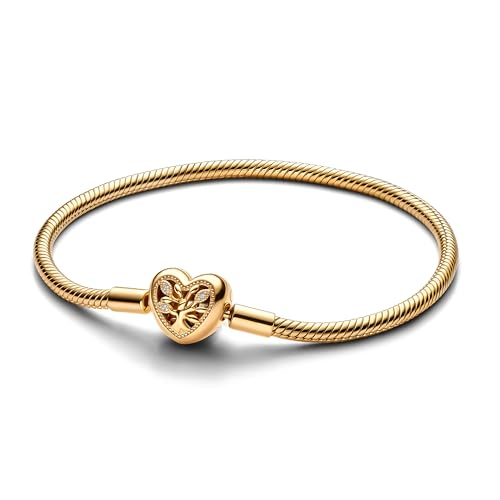 PANDORA 563516C01 - Bracciale da donna con albero di famiglia, colore: oro, 19 cm, Argento sterling, Zirconia cubica