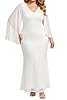Plus Size Wedding Dresses White Cape Ruffle SleevesChiffon V Neck Formal Evening Lace Long Mermaid Dresses 2025 #1