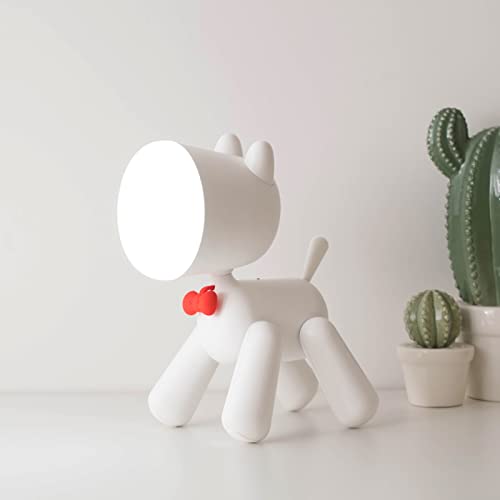 Lampe de table rechargeable USB pour chevet : chien blanc 1200mAh