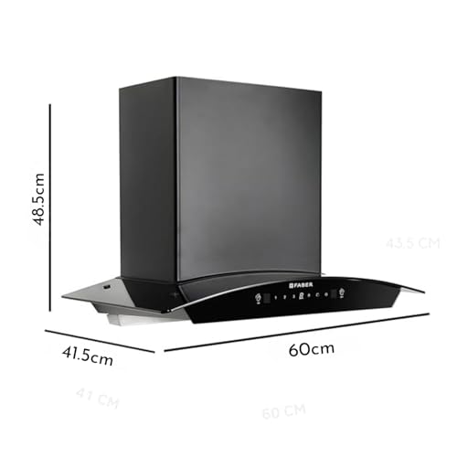 Faber 60cm 1500 m³/hr Autoclean Kitchen Chimney|Autoclean Alarm|Mood Light|12Yr Warranty on Motor 2Yr Comprehensive by Faber|Baffle Filter|Touch & Gesture|HOOD PRIMUS PLUS ENERGY IN HCSC BK 60,Black
