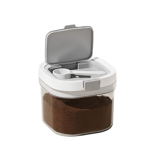 SZRUNZHU Coffee Storage Canister 27oz Airtight Sugar Storage Organization BPA Free with Spoon and Layered Storage for Grounds Coffee, Beans, Tea, Sugar, Flour, Cereal,Formula (clear)
