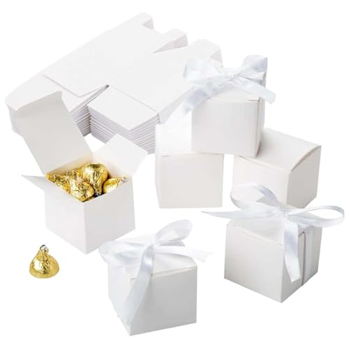 ギフトボックス 50個セット 5X5X5CM ミニ ギフトボックス リボン付き 無地 白 折り畳み 正方形 ラッピング箱 組み立て簡単 小さい ボックス キャンディー お菓子 小物入れ 新年 クリスマス 誕生日 結婚式 プレゼント包装 業務用