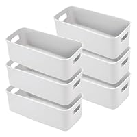 LYLIDIA Opbergdoos, kunststof, 30 cm, 6 stuks, wit, kleine opbergmanden, dozen, nauwe opslag, organizer, box, manden, opslag voor keuken, badkamer, rek, kunststof doos