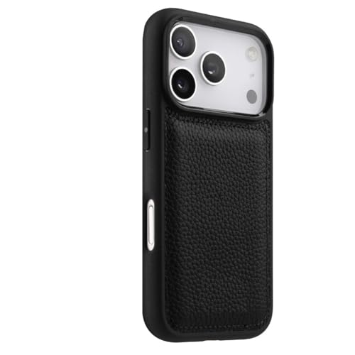Étui de luxe iPhone 17 Pro Max cuir véritable fait main mince noir