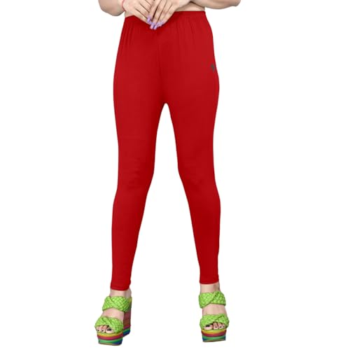 Image of Women's Solid Mid Rise Slim Fit Ankle Length Leggings - Comfortable and Stylish Yoga Pants for Workout, Running and Everyday Wear