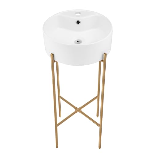 Monaco 15.75" Round Console Sink with Faucet & Gold Legs