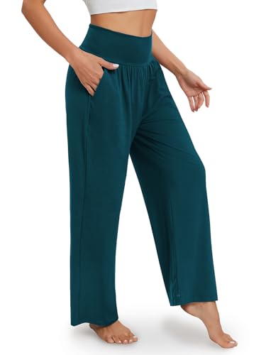 Image of Gracyoga Wide Leg Yoga Pants for Women Casual Loose Cozy Sweatpants High Waisted Lounge Pajama Flowy Pants With Pockets