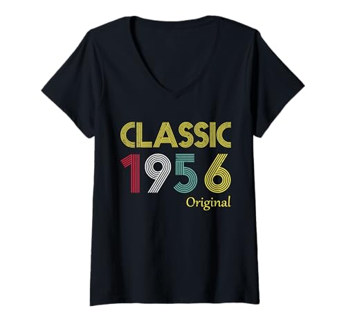 Mujer Classic 1956 Original Birth of Birthday Vintage Men Women Camiseta Cuello V