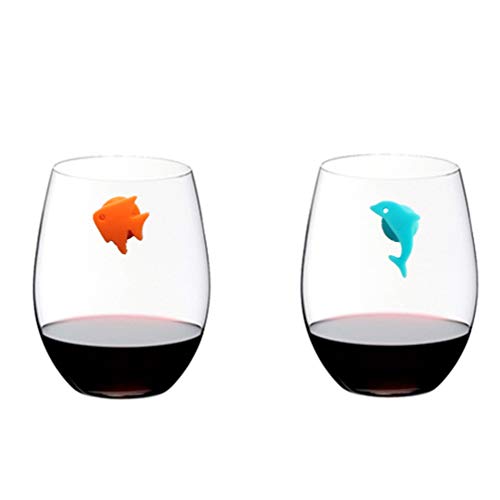 Cabilock 24 peças de marcadores de vidro de vinho mini animais de silicone para taças de vinho, iden