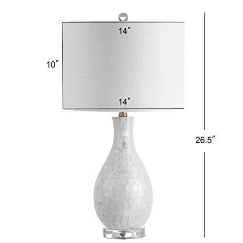 JONATHAN Y 26.5" White Mother of Pearl Seashell Table Lamp for Living Room Bedroom, Coastal Transitional Mosaic Vase Lamp with Linen Drum Shade, LED Bulb Included JYL1058A by JONATHAN Y - Used condition - Image 3