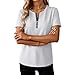 Quarter Zip Tops for Women Short Sleeve Crew Neck Slim Fitted Basic Blouse Summer Fashion Casual Outfits 2026 White