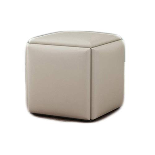 Tabouret repose-pieds en peluche beige cube multifonctionnel