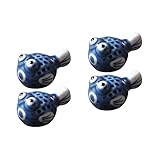 Hemoton Ceramic Chopstick Rest Set of 4 - Puffer Fish Design Tabletop Holder for Chopsticks Forks Spoons Kitchen Utensils for Home Parties and Celebrations