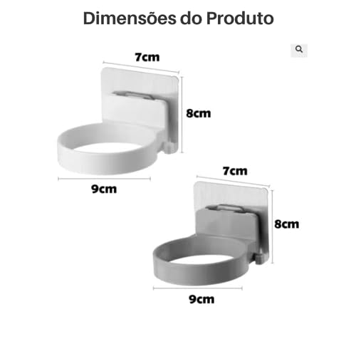 Suporte para Secador de Cabelo Fixação Adesiva Para Parede com Organizador de Cabo Fácil de instalar