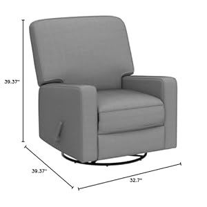 Harkawon Swivel Recliner Chair Glider Rocking Recliner Fabric Chair Comfy Upholstered Glider Rocker for Nursery Modern Armchair with Tall Back for Living Room Bedroom Gray