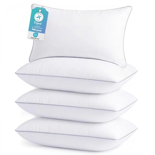 Hotel Collection Bed Pillows Standard/Queen Size Set of 4 - Original Soft Down Alternative Pillow for Sleeping - Soft Support for Back, Stomach or Side Sleepers