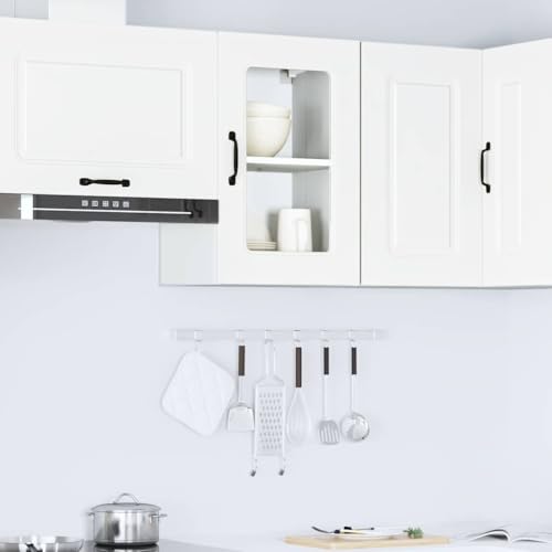 Vidaxl Pensile Da Cucina Con Porta In Vetro Kalmar Bianco Truciolato - 2