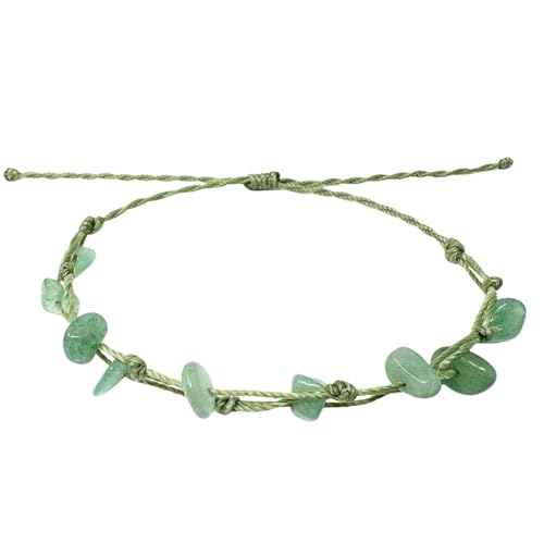 cotigo - Pulsera de Piedra Natural para Mujer y Hombre, Ajustable y Hecha a Mano con Hilo Encerado Resistente, Amuleto de Energía Positiva, Protección y Buena Suerte (Aventurina Verde)