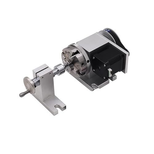 KACOME Machine Tailstock CNC 4th Rotary axis and Tailstock 3-jaw Chuck 65mm 50mm CNC 4th Rotary axis Table 2-Phase 42 Stepper Motor(50mm 3 Claws)