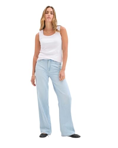 Image of KOTTY Women's High Waist Straight Fit Cotton Blend Denim Jeans|Comfortable Regular Length Casual Jeans for Women
