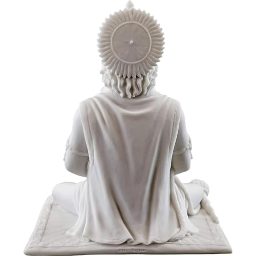 Image of Karigaari India White Marble Finish Hanuman Idol Sitting in Meditation Pose | Bajrangbali Murti for Home Temple Office Car Dashboard | Decorative Spiritual Figurine for Puja & Gifting