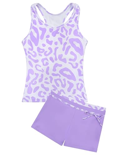 Image of Uhnice Girls Swimsuit Two Piece Tankini Swimwear with Boyshort