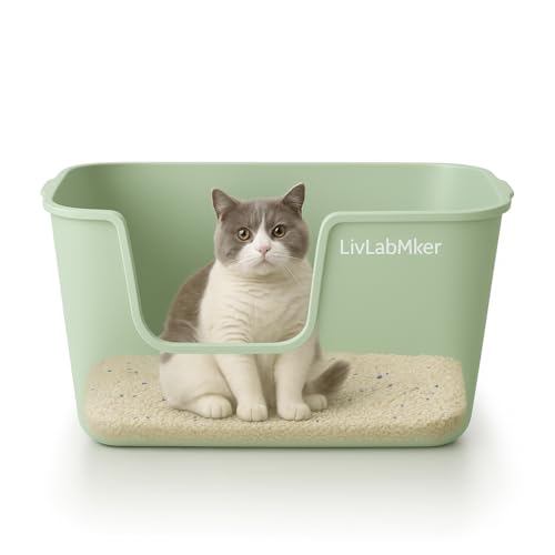 Arenero XL para gatos LivLab Mker con bordes altos verde