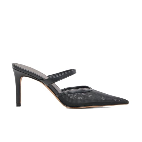 High Heel Mules for Women Closed Pointed Toe Slip On Heeled Mules with Strap Backless Casual Comfortable Dress Mule Heel Pumps