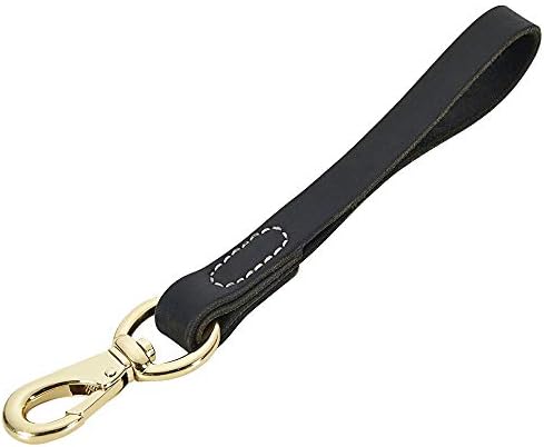FAIRWIN Leather Short Dog Leash 12"/16" - Short Dog Traffic Lead Leash for Large Dogs Training and Walking (Width: 3/4") (Black-12)