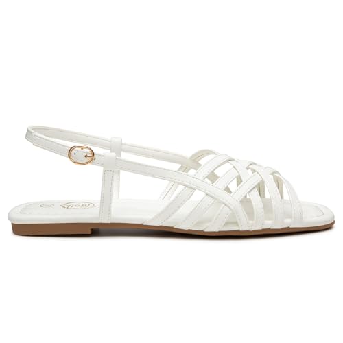 Trary Women's Flat Sandals Gladiator Sandals for Women Comfortable Ankle Strap Sandals Casual Fisherman Strappy Sandals for Women Dressy Summer Beach Shoes