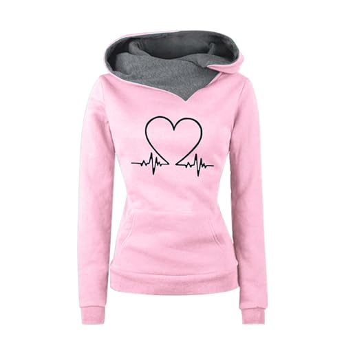 riou 2025 Sudaderas Mujer con Capucha, Amor Divertido Estampado Sudaderas Juveniles Sweatshirt Manga Larga Primavera Otoño Invierno Hoodie Chica Streetwear San Valentín Jumper Pullover