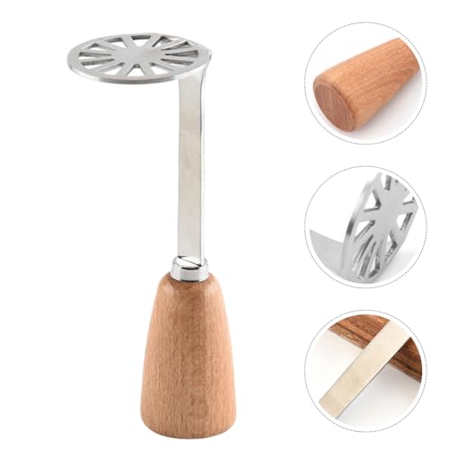 Luxshiny Mini Potato Masher Set with Comfortable Wood Handle Manual Kitchen Tool for Mashing Potatoes Avocados and Vegetables 5.90X1.96X1.96In Compact Food Masher for Smooth Puree by Luxshiny - Image 3