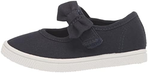 The Children's Place,baby-girls,Slip on Sneakers,Uniform Bow Strap Canvas Sneakers,Navy,7 Toddler | Image 7