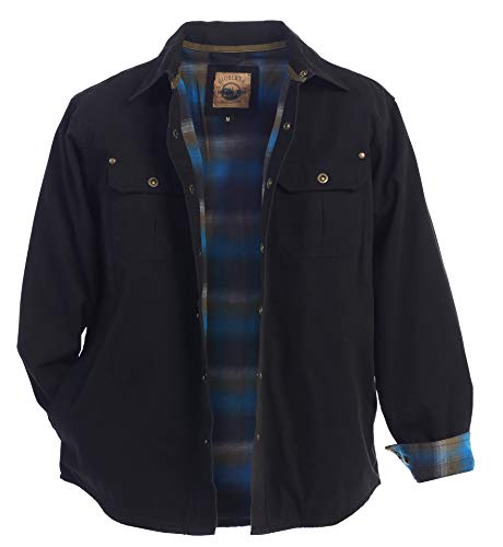Gioberti Men's Flannel Lined Cotton Twill Shirt Jacket, Black, S
