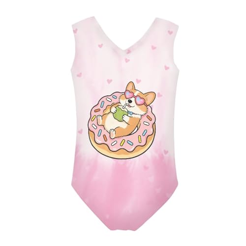 Image of Girls Cartoon Pattern One-Piece Swimsuits Sport Racer Swimwear Beach Bathing Suit, Size 5-14