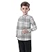Boys Plaid Flannel Shirt Long Sleeve Button Down with Chest Pocket Lapel Jacket Shirt for Kids Casual Top 2026 Spring