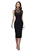GORGLITTER Figurbetontes Kleid Damen Elegant Spitzenkleid Lang Kleid Mit Schlitz Tank Kleid Midi Schwarz M