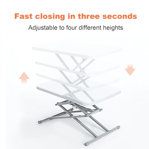 Table pliante réglable en plastique blanc pour petit espace et canapé - 4
