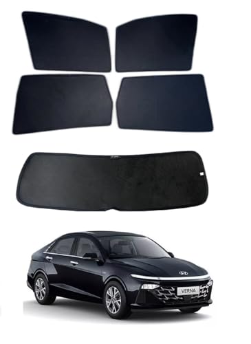 Image of Premium Car Sunshade Fix Type Non-Magnetic Curtain with Rear Dicky Curtain Set of 5pc for New Verna 2023