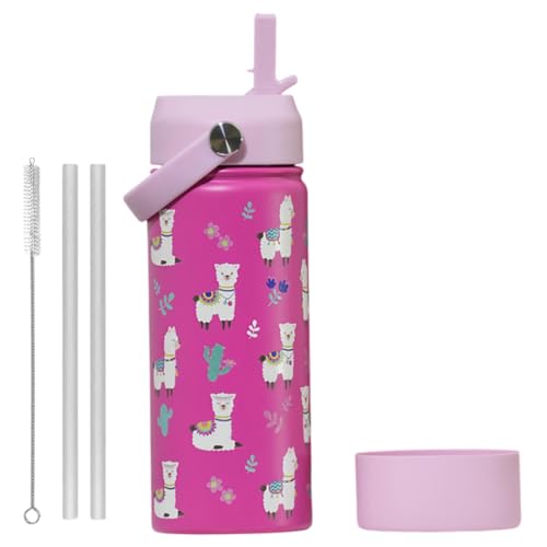Image of TOM & BELL Insulated Water Bottle for Kids 500ml,Double Wall Water Bottle for School, Sipper Bottle,Hot and Cold, Premium 304 Stainless Steel (Alpaca, 500ml)