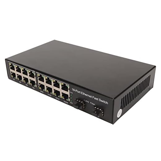 Switch Gigabit Ethernet, Conversor de Mídia de Fibra Autoadaptável de 18 Portas 100-240 V, Extensão de 120 Km para Família (Plugue UE)