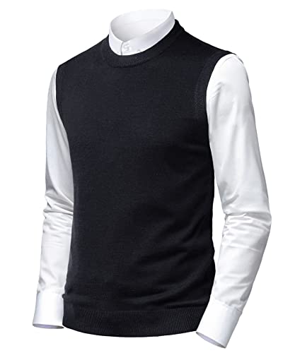 Mens Soft V Neck Crew Neck Knitted Sweater Vest Solid Sleeveless Pullover Slim Fit Plain Color for Dad Husband