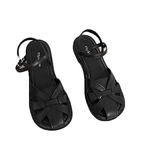 [GUREITOJP] グルカサンダル レディース サマーサンダル レディース ラウンドトゥ フラット 疲れない 痛くない 滑り止め メッシュ ローヒール ローマ風 歩きやすい 透かし彫り 素足 カジュアルシューズ ブラック ブラウン ベージュ