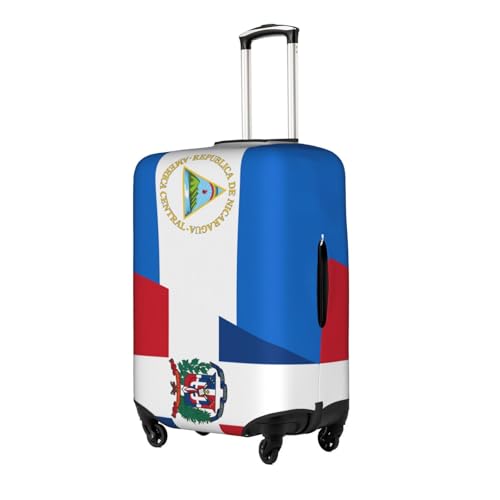 Travel Luggage Cover Half Nicaragua Half Dominican Republic Flag Fashion Washable Baggage Suitcase Protector Fit For Luggage Medium2