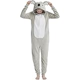 WEQJC Adult Onesie Pajamas Halloween Costume Grey Koala One-Piece Slim Fit Sleepwear Cosplay Suit for Mens Womens (X-Large, Grey Koala)