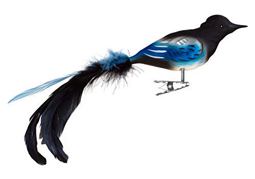 Birds of Glass® Glas-Vogel, "Elster" mit Naturfeder, Glasschmuck Made in Germany aus eigener Herstellung, deko Vogel mit Clip, Glasvogel, echter Lauschaer Christbaumschmuck, für den Innenbereich Cover