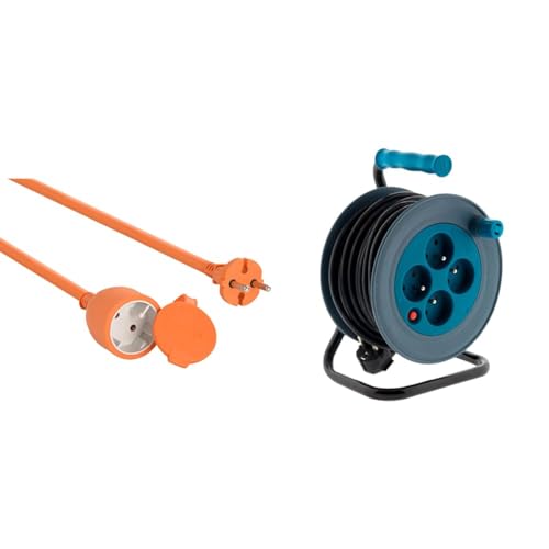 Enrouleur ménager 15m et prolongateur jardin 20m Electraline Zenitech pour câble atelier