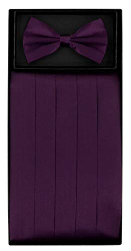 Silk Cumberbund & Bowtie Dark Purple Men's Cummerbund & Bow Tie Set #TOP1