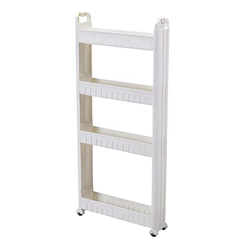 SAJMN Carrito de Almacenamiento Estrecho de 4 Niveles, Organizador rodante con cestas para baño, Cocina, lavandería y Oficina. Estantería móvil para Espacios reducidos, Color Blanco.