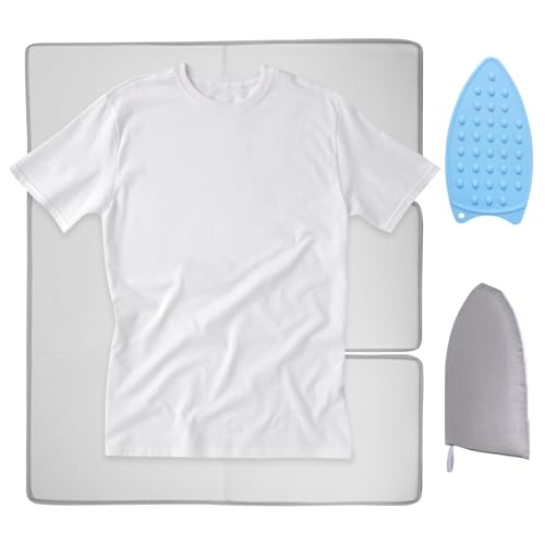 Gatphy Lot de 3 tapis de repassage pour table 70 x 65 cm, serviette à repasser pliable avec tapis de repassage, tapis de repassage, couverture de repassage portable pour tableau de bord